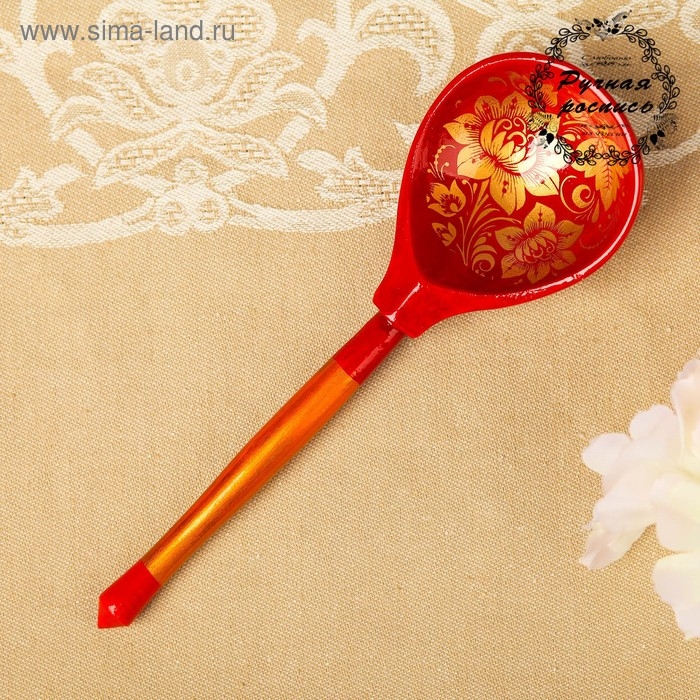 Ложка деревянная, трафаретная, красная Ложка деревянная, трафаретная, красная