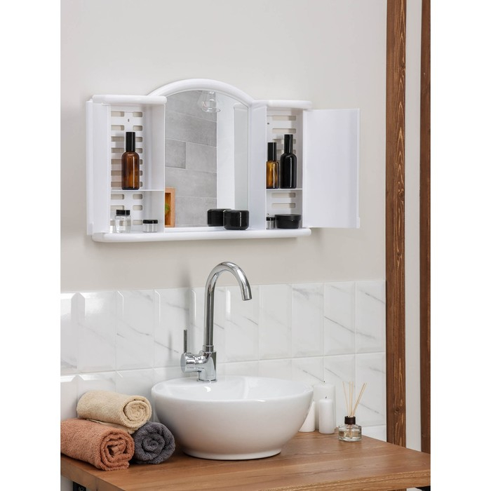 Шкафчик зеркальный для ванной комнаты &laquo;Арго&raquo;, цвет снежно-белый