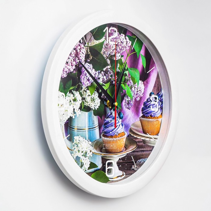 Часы настенные, d-28 см, кухонные, "Сиреневое настроение", бесшумные
