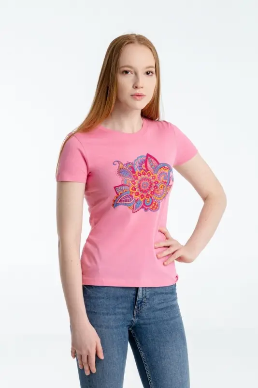 Футболка женская &laquo;Узор&raquo;, розовая, размер S