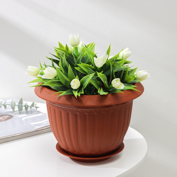 Горшок с поддоном &laquo;Байкал&raquo;, 2 л, цвет терракотовый