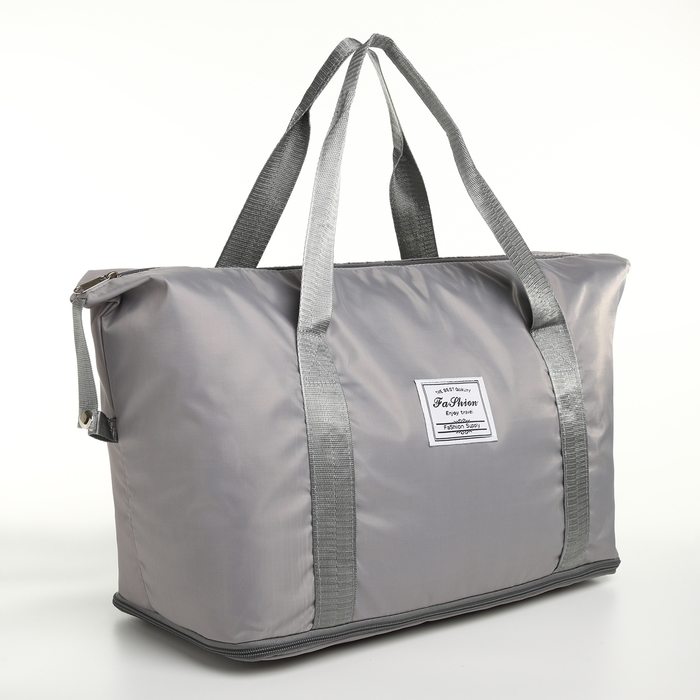 Сумка спортивная на молнии, с увеличением, наружный карман, цвет серый Сумка спортивная на молнии, с увеличением, наружный карман, цвет серый