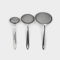 Сито набор Доляна &laquo;Металлик&raquo; для снятия пены, 3 штуки, цвет серебристый