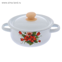 Кастрюля эмалированная 1,5 л, декор МИКС, цвет белый