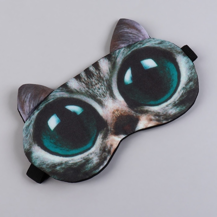 Маска для сна «Киса», 19 × 11 см, резинка одинарная, разноцветная Маска для сна «Киса», 19 × 11 см, резинка одинарная, разноцветная