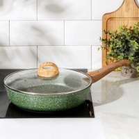 Сковорода Доляна &laquo;Форест&raquo;, d=28 см, стеклянная крышка, съёмная ручка, антипригарное покрытие