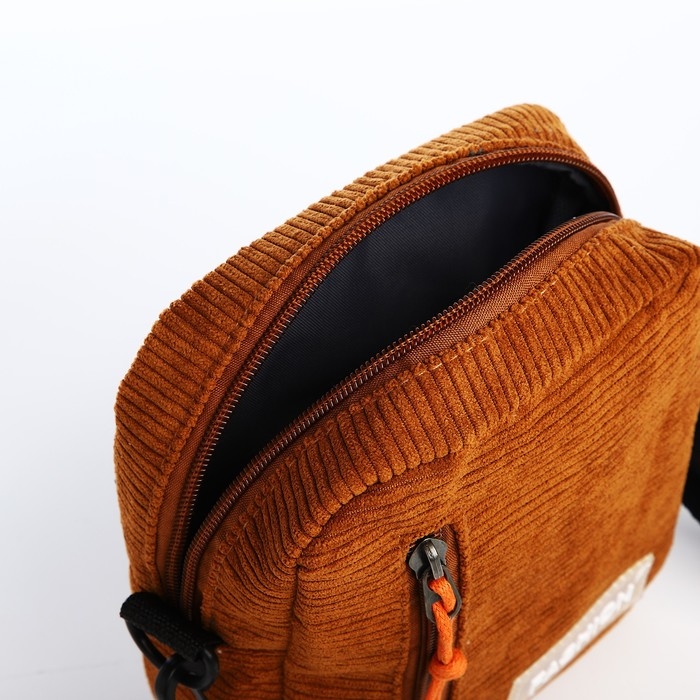 Сумка молодёжная на молнии, наружный карман, цвет коричневый