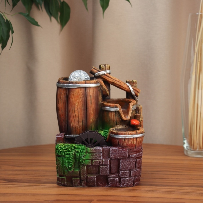 Фонтан Фонтан "Бочки за каменной стеной" 20х16 см (с подсветкой)