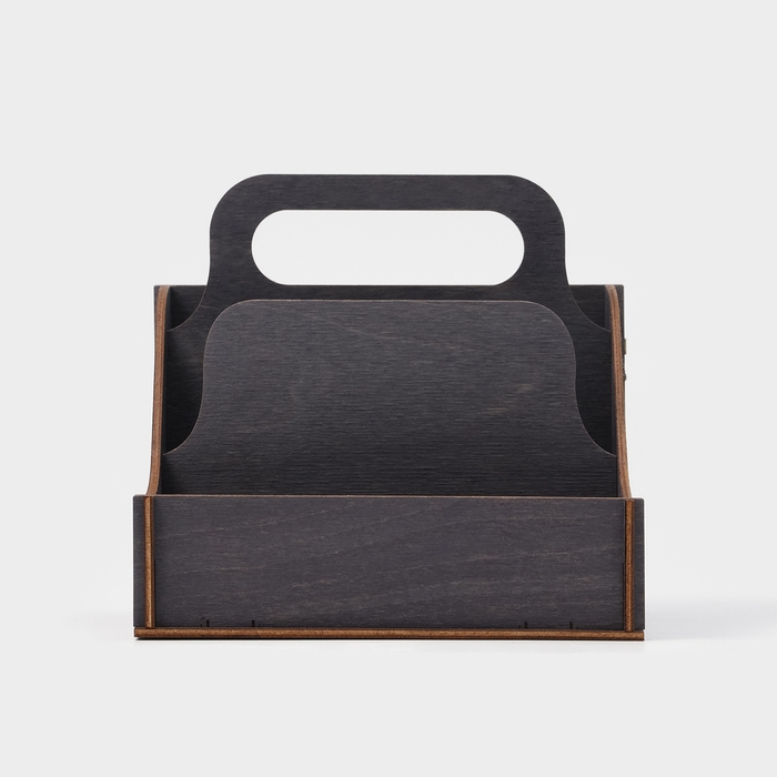 Подставка - органайзер деревянный для специй с ручкой Доляна, 17&times;16&times;16 см, цвет тёмный