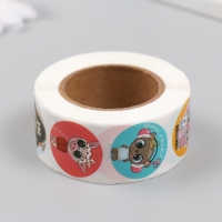 Наклейка бумага "Подбадривающие звери" d=2,5 см 500 шт в рулоне