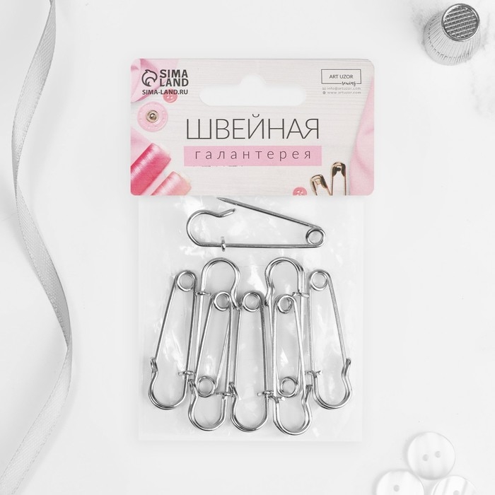 Булавки шляпные, 45 мм, 10 шт, цвет серебряный Булавки шляпные, 45 мм, 10 шт, цвет серебряный