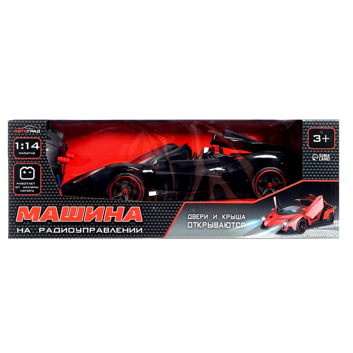 Машина радиоуправляемая &laquo;Купе&raquo;, 1:14, открываются двери и крыша, работает от аккумулятора, цвет чёрный