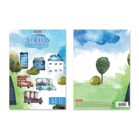 Бумага для акварели А4, 10 листов, блок 180 г/м&sup2;, ErichKrause "Черничный бульвар", 100% белизна, в картонной папке