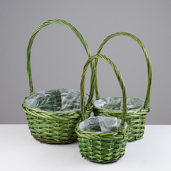 Набор корзин, 3 шт, 28&times;14/45 см, 24&times;13/41 см, 19&times;11/37 см, ива