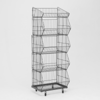 Накопитель разборный на колесах, 5 корзин, 50×43×147, цвет серый Накопитель разборный на колесах, 5 корзин, 50×43×147, цвет серый