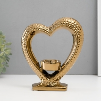 Подсвечник керамика на 1 свечу "Сердце на подставке" d=4 см золото 17х5,5х19,5 см Подсвечник керамика на 1 свечу "Сердце на подставке" d=4 см золото 17х5,5х19,5 см