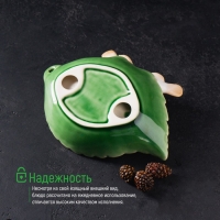 Блюдо керамическое «Птички на листочке», 19×13×4 см, цвет зелёный Блюдо керамическое «Птички на листочке», 19×13×4 см, цвет зелёный