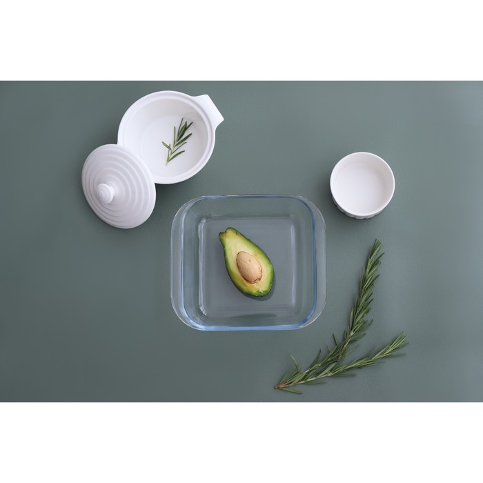 Форма из жаропрочного стекла для запекания квадратная Доляна &laquo;Лазанья&raquo;, 1,1 л, верх 17,5&times;17,5 см, низ 14,5&times;14,5 см