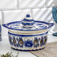 Подставка для яиц "Куличница", гжель, фарфор, 25х11 см Подставка для яиц "Куличница", гжель, фарфор, 25х11 см