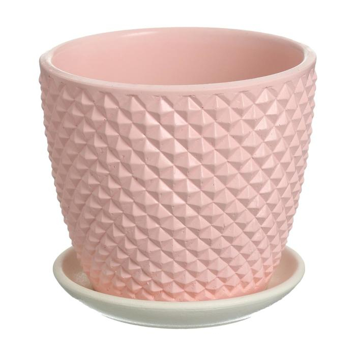 Горшок цветочный "Грань" розовый бутон №2, 1,3л