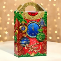 Новый год. Коробка подарочная новогодняя Ларец Часы 17,5 х 31 х 7 см.