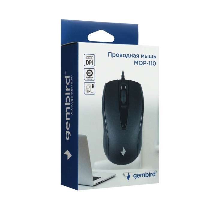 Мышь Gembird MOP-110, проводная, оптическая, 1000 dpi, USB, чёрная Мышь Gembird MOP-110, проводная, оптическая, 1000 dpi, USB, чёрная