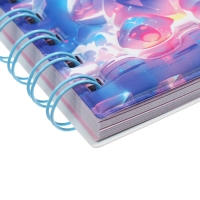 Записная книжка подарочная на гребне 80л,линия, цветной блок,обложка ПВХ 3D Мишка(10х10,5см)   10539