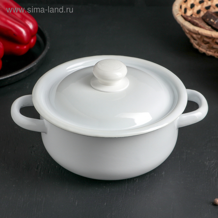 Кастрюля эмалированная, 1,5 л, цвет белый Кастрюля эмалированная, 1,5 л, цвет белый
