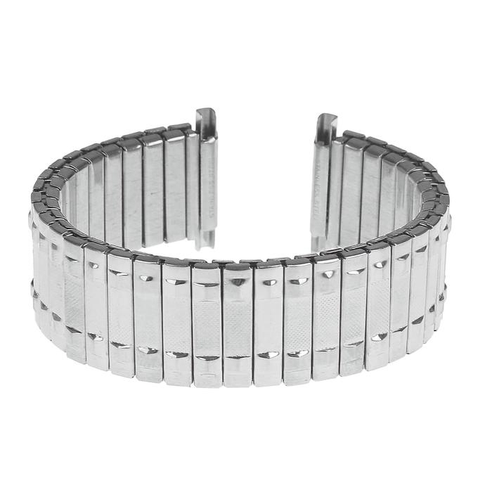 Ремешок для часов 20 мм, металл, симметричное крепление звеньев по бокам, серебро Ремешок для часов 20 мм, металл, симметричное крепление звеньев по бокам, серебро