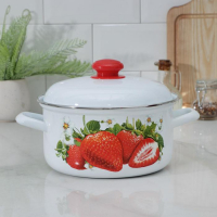 Кастрюля эмалированная цилиндрическая &laquo;Уральский сувенир&raquo;, 3 л, индукция, цвет белый, деколь МИКС