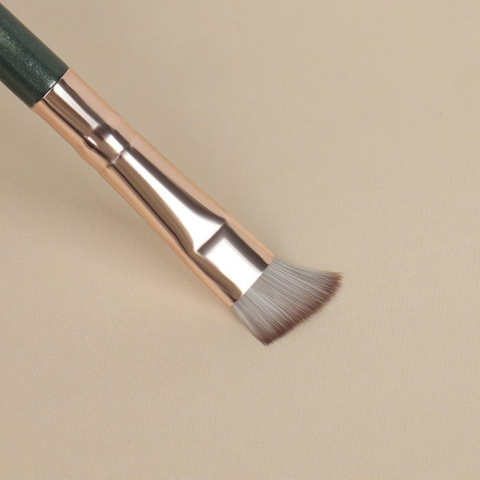 Набор кистей для макияжа &laquo;Lillian&raquo;, 14 предметов, футляр на завязках, цвет зелёный/серый