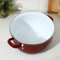 Кастрюля эмалированная &laquo;Бордо&raquo;, 5,7 л, стеклянная крышка, индукция, цвет бордовый