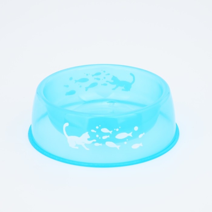 Миска пластиковая «Котик с рыбками», 300 мл, синий Миска пластиковая «Котик с рыбками», 300 мл, синий