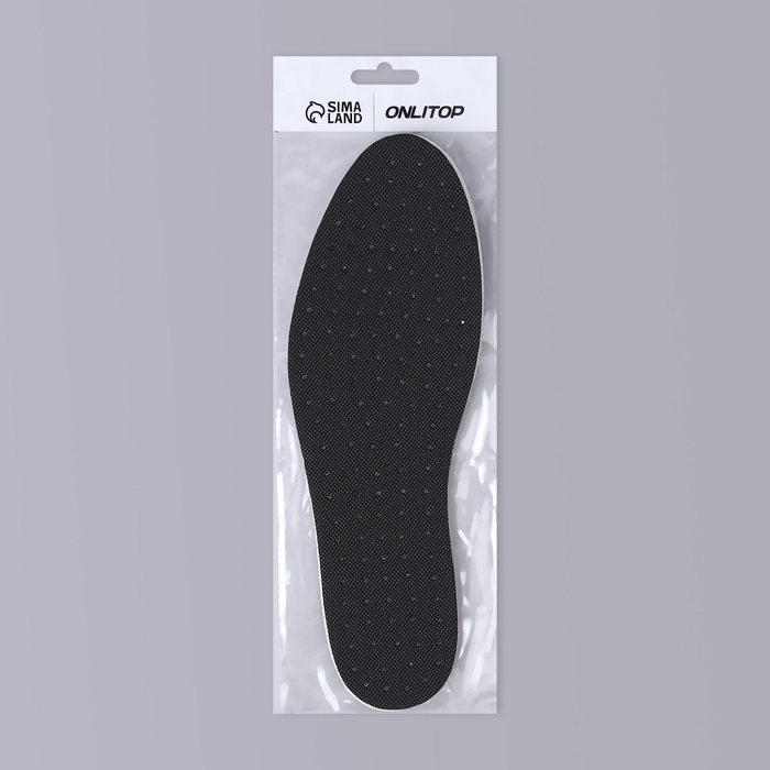 Стельки для обуви, универсальные, дышащие, р-р RU до 46 (р-р Пр-ля до 46), 29 см, пара, цвет чёрный