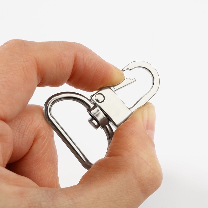 Карабин металлический, 42 &times; 30 мм / 25 &times; 2,5 мм, 5 шт, цвет серебряный