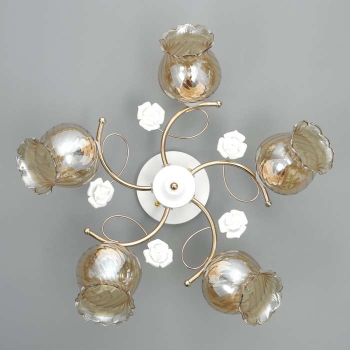 Люстра "Молла" 5хЕ27 40Вт бело-золотой 56х56х25 см BayerLux