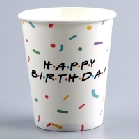 Набор бумажной посуды одноразовый Happy birthday: 6 тарелок, 6 стаканов Набор бумажной посуды одноразовый Happy birthday: 6 тарелок, 6 стаканов