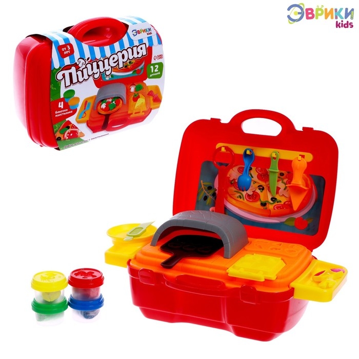 Набор для игры с пластилином &laquo;Пиццерия&raquo;, 4 баночки с пластилином