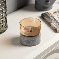 Светодиодная свеча золотистая, 10 &times; 10 &times; 10 см, пластик, стекло, батарейки ААх2 (не в комплекте), свечение тёплое белое