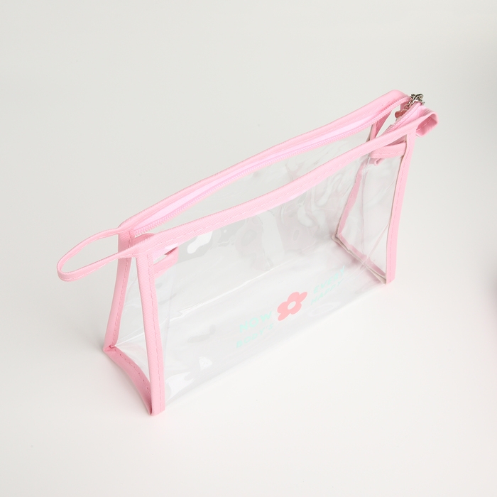 Набор косметичек 3 в 1 на молнии, цвет розовый