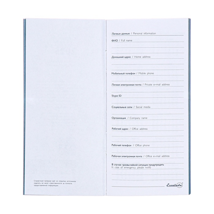 Еженедельник датированный 2025 года, 80х165 мм, 64 листа ESCALADA, мягкая обложка из искусственной кожи, блинтовое тиснение, блок 70 г/м&sup2;, голубой