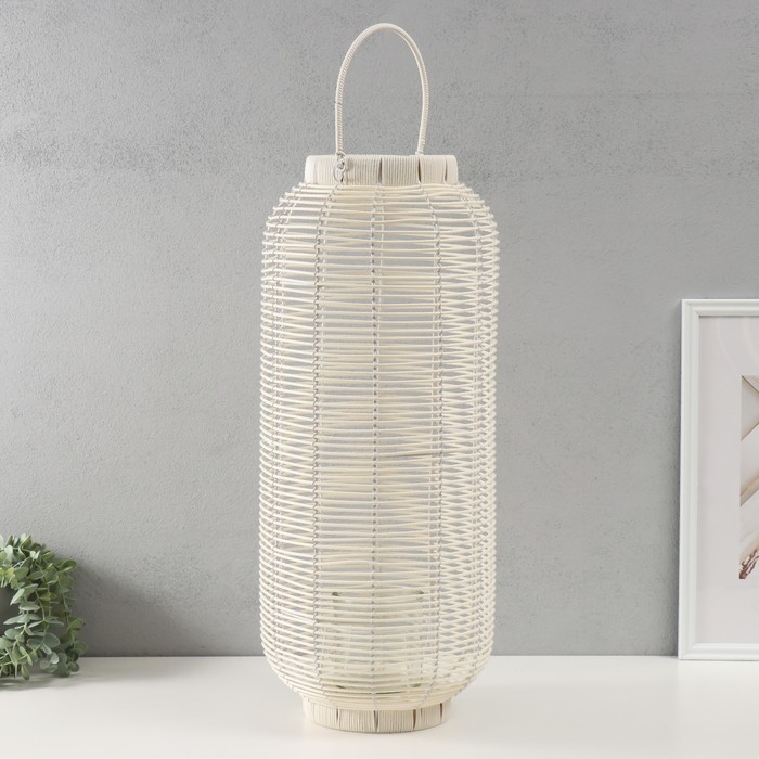 Подсвечник пластик Подсвечник пластик "Фонарик. Плетёнка" белый 60х25х25 см