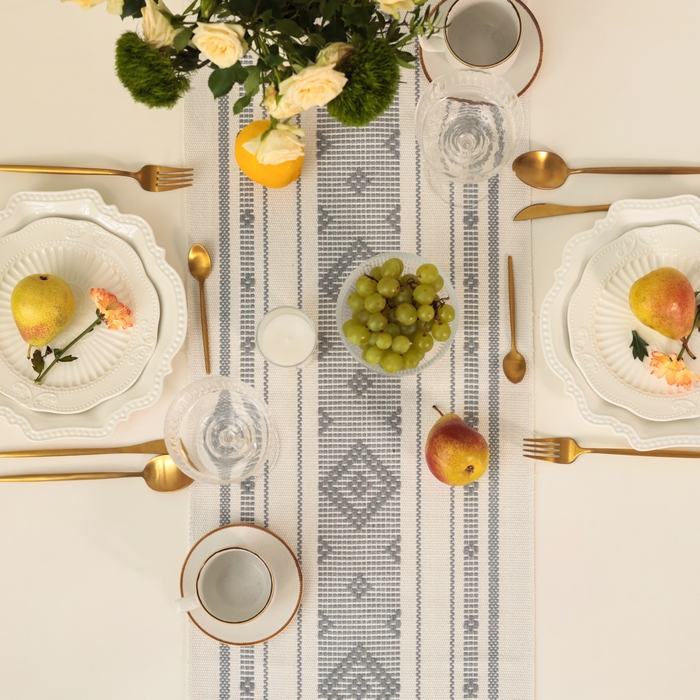 Дорожка Этель сканди цв.серый 38*150 см, 50%хлопок 50%лен