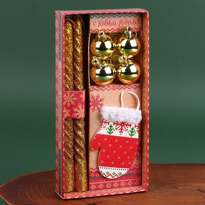 Новогодние витые свечи с декором «Тепла в Новом году!», на Новый Год, набор Новогодние витые свечи с декором «Тепла в Новом году!», на Новый Год, набор