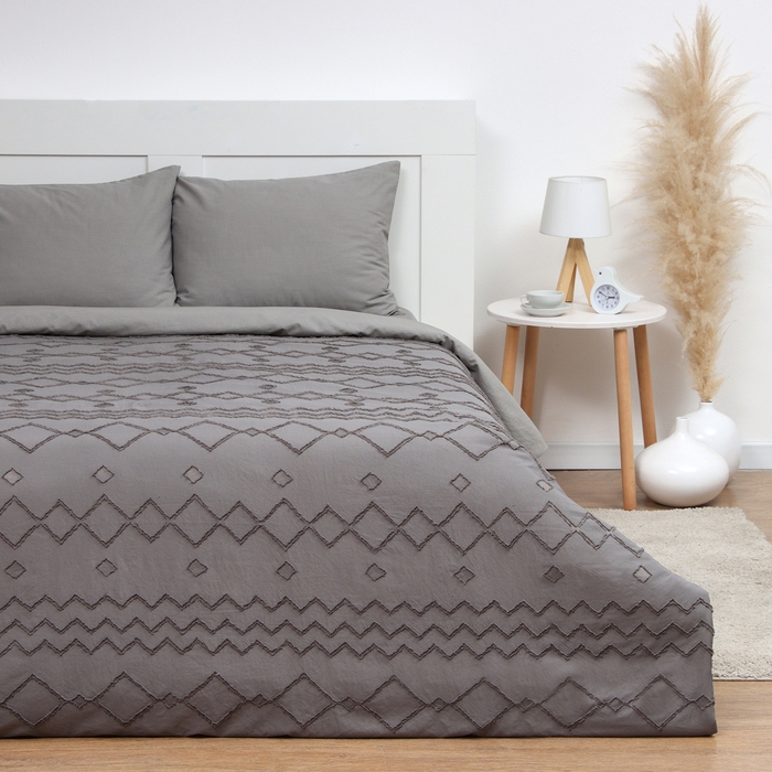 Покрывало LoveLife Tufting: Орнамент цв.серый, 150*220&plusmn;5см, микрофайбер, 100% п/э