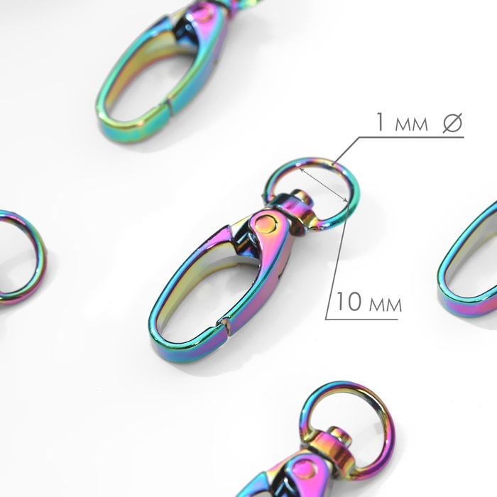 Карабин металлический, 40 &times; 14 мм / 10 &times; 1 мм, 5 шт, цвет бензин