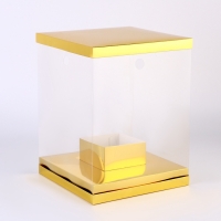 Коробка для цветов с вазой и PVC окнами складная, 23 х 30 х 23 см, золото Коробка для цветов с вазой и PVC окнами складная, 23 х 30 х 23 см, золото