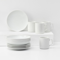 Набор фарфоровой посуды &laquo;Универсальный&raquo;, 12 предметов: тарелка d=20 см, глубокая 600 мл, d=20 см, кружка 350 мл