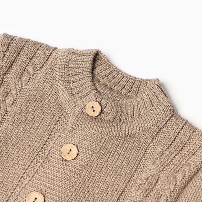 Комбинезон детский с шапочкой вязаный MINAKU, рост 86-92, цвет коричневый