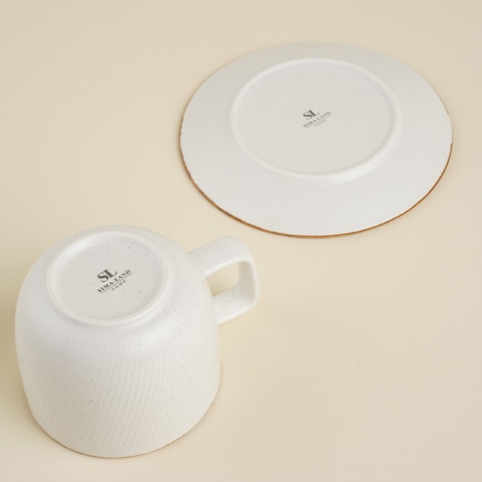 Чайная пара фарфоровая SL Home «Волна в камне», 2 предмета: чашка 200 мл, блюдце d=12,5 см, цвет белый Чайная пара фарфоровая SL Home «Волна в камне», 2 предмета: чашка 200 мл, блюдце d=12,5 см, цвет белый